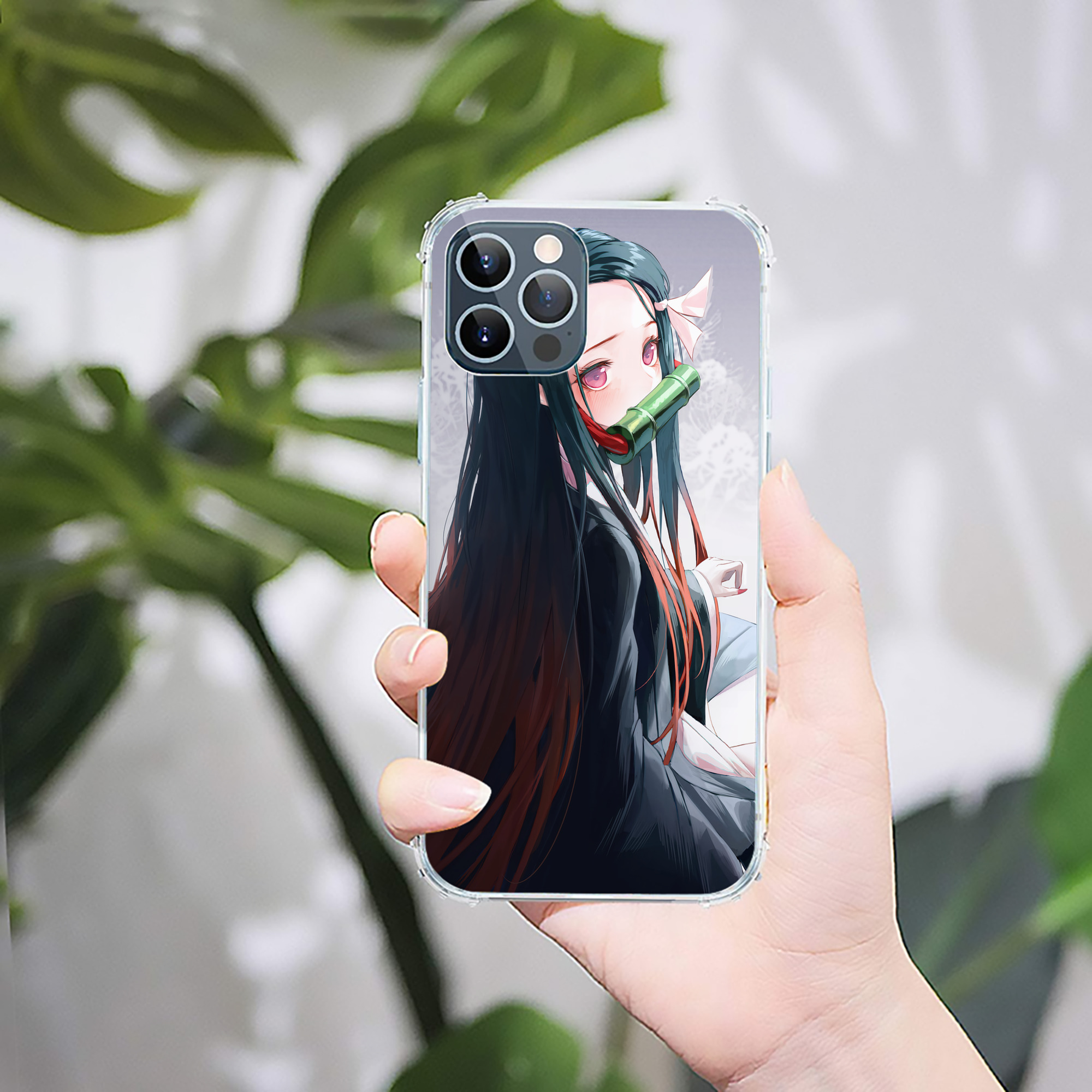 （画像用） 鬼滅の刃（きめつのやいば）竈門 禰󠄀豆子／かまど ねずこ Kamado Nezuko 【iPhone 12シリーズ対応】透明スマホケース（クリアソフトケース）